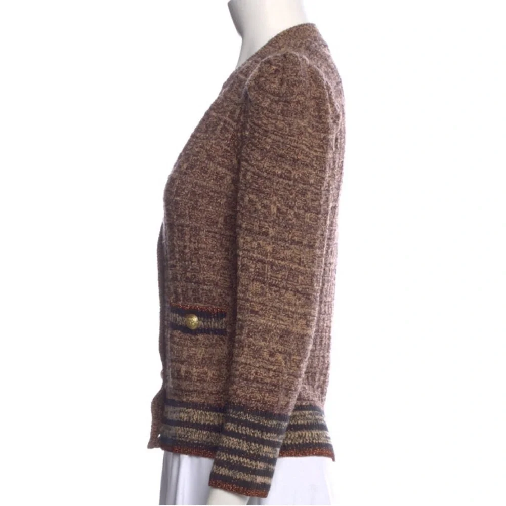L'Agence Jenni Brown Puff Sleeve Cardigan - Picture 9 of 11